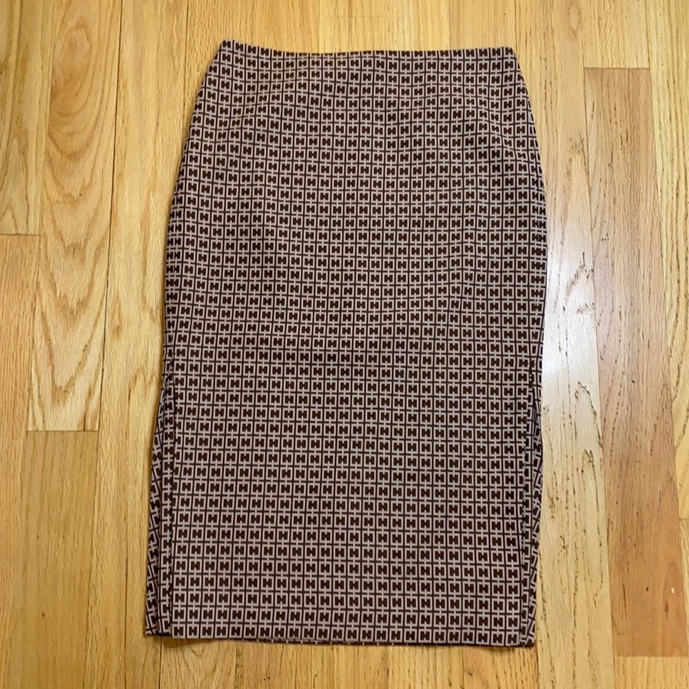 J Crew Geometric Skirt Size: 2 Worn Once Brown/Tan